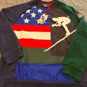 Polo Ralph Lauren Men U.S Flag Ski 92 Cookie Skier Downhill Graphic Sweatshirt